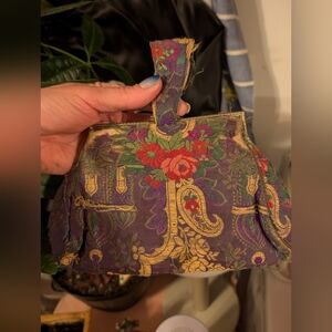 Antique Victorian Silk Hand Embroidered Clutch